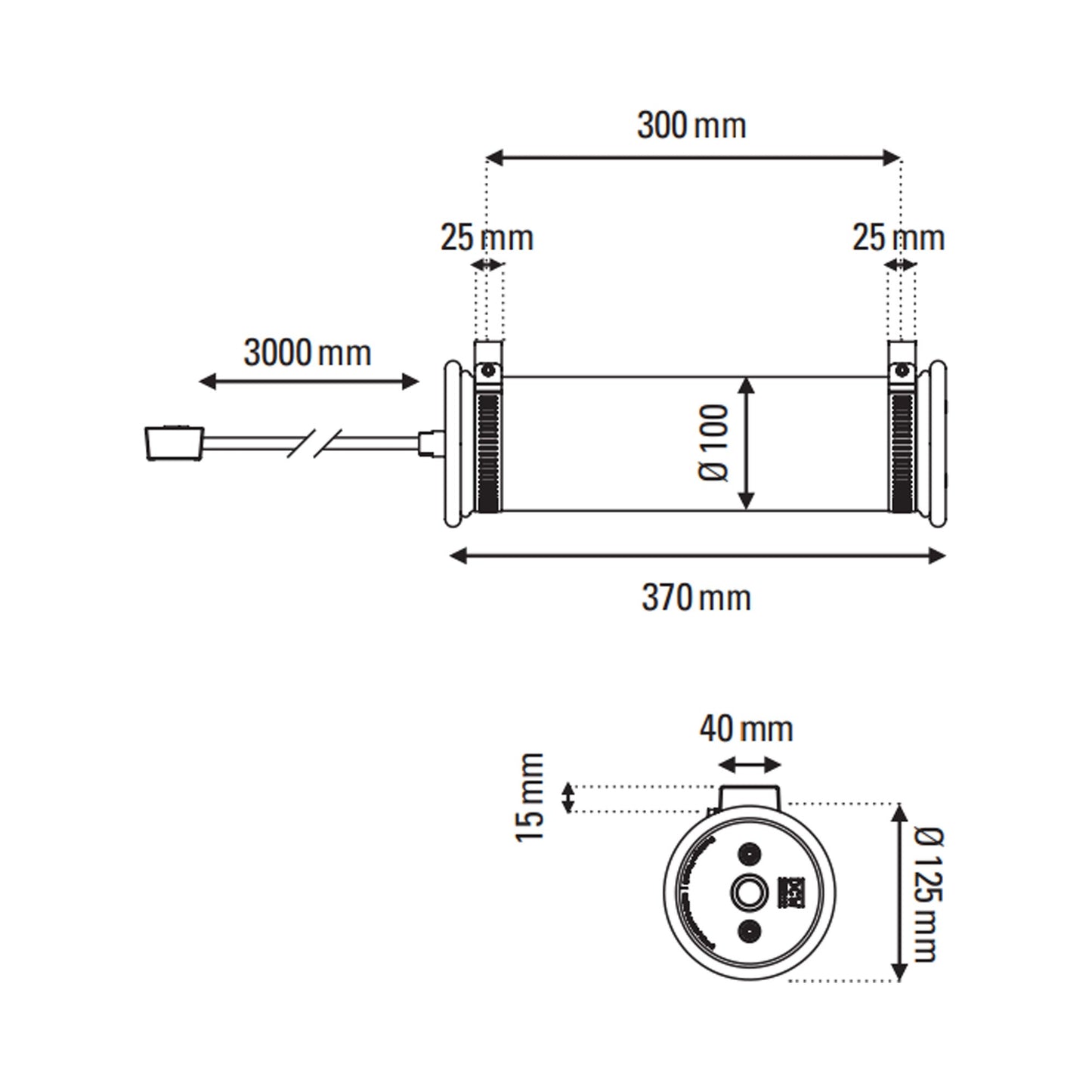 ITT LED Wall Light - line drawing.