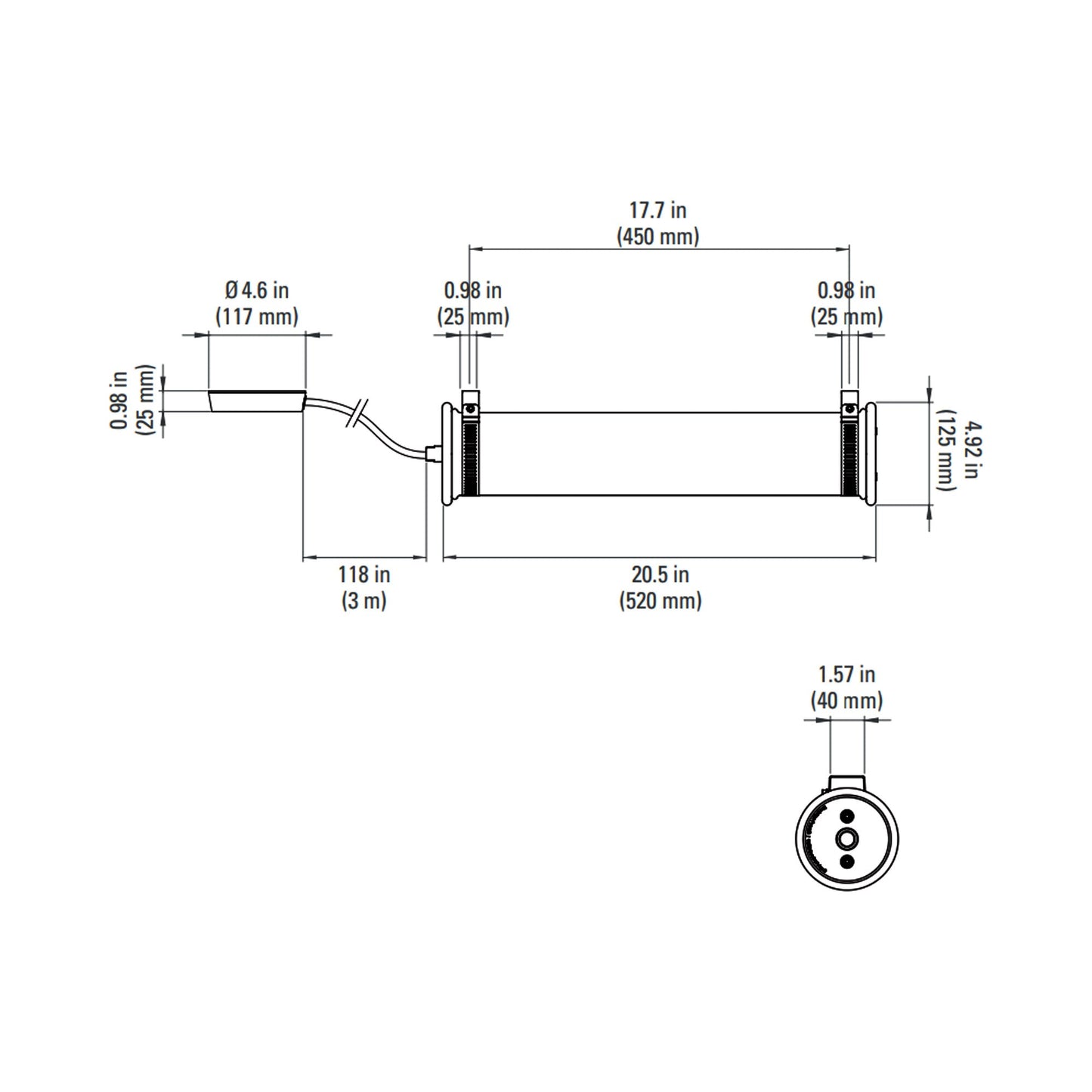 ITT LED Wall Light - line drawing.