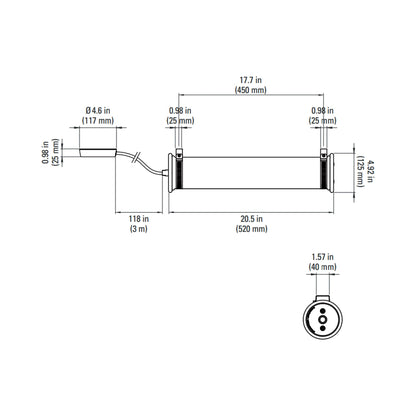 ITT LED Wall Light - line drawing.