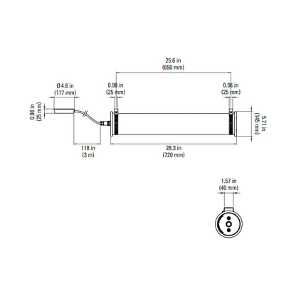 ITT LED Wall Light - line drawing.