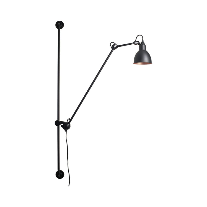 Lampe Gras N°214 Swing Arm LED Wall Light in Black & Copper (Round Shade).