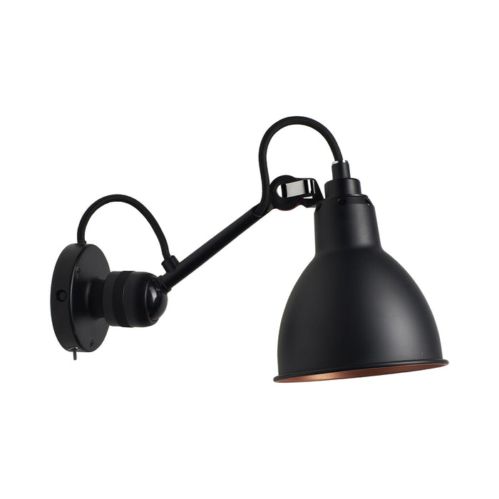 Lampe Gras N°304 LED Wall Light in Black & Copper (Switch On Cable/Round Shade).