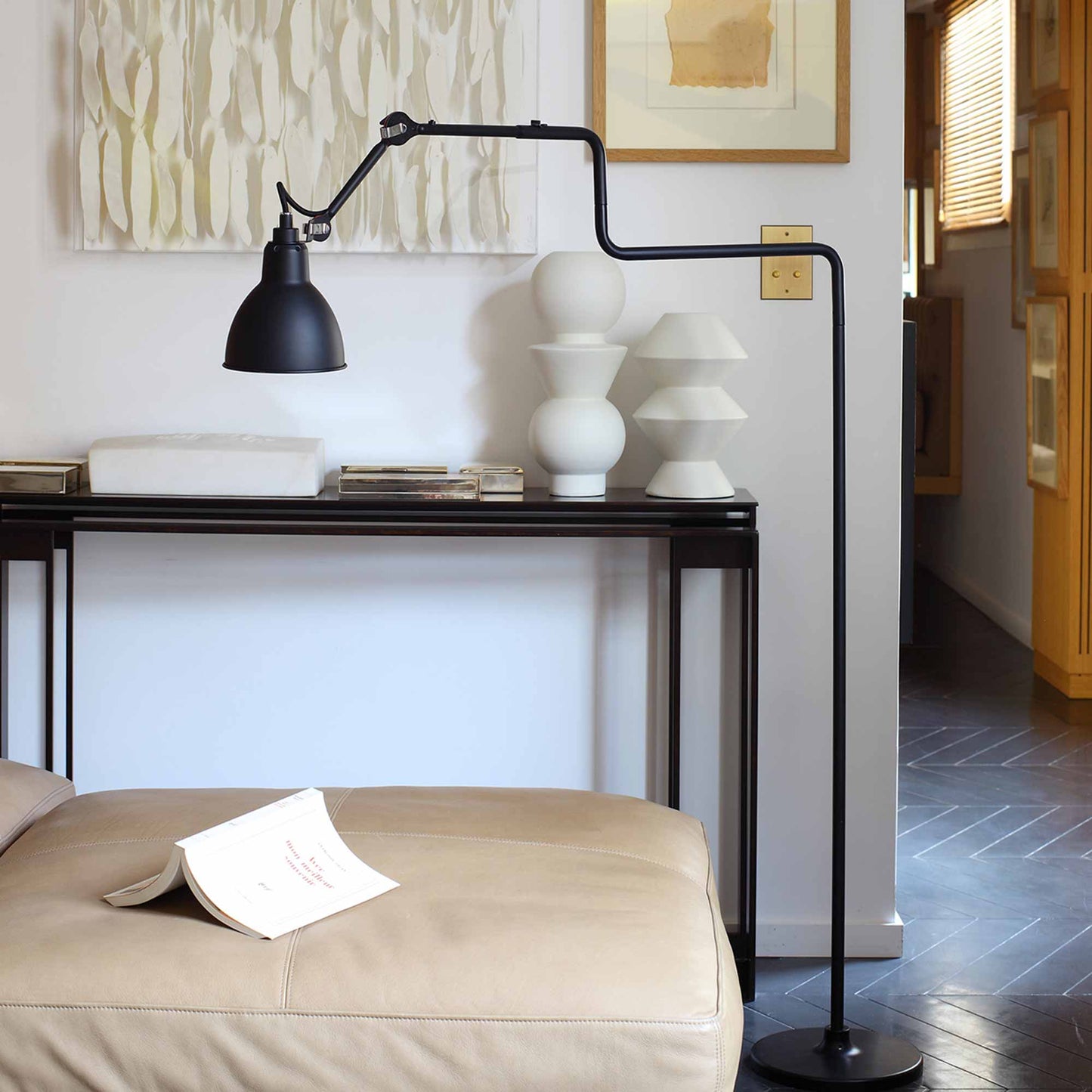 Lampe Gras N°411 LED Floor Lamp in bed room.