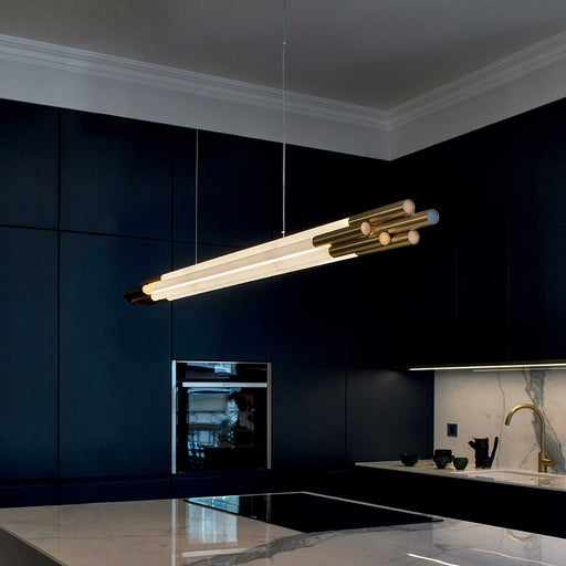 Org Linear LED Pendant Light in kitchen.
