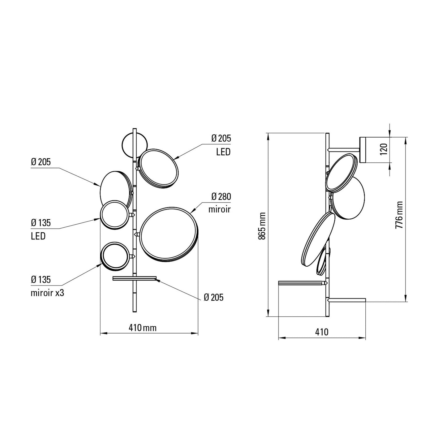 Tell Me Stories LED Wall Light - line drawing.