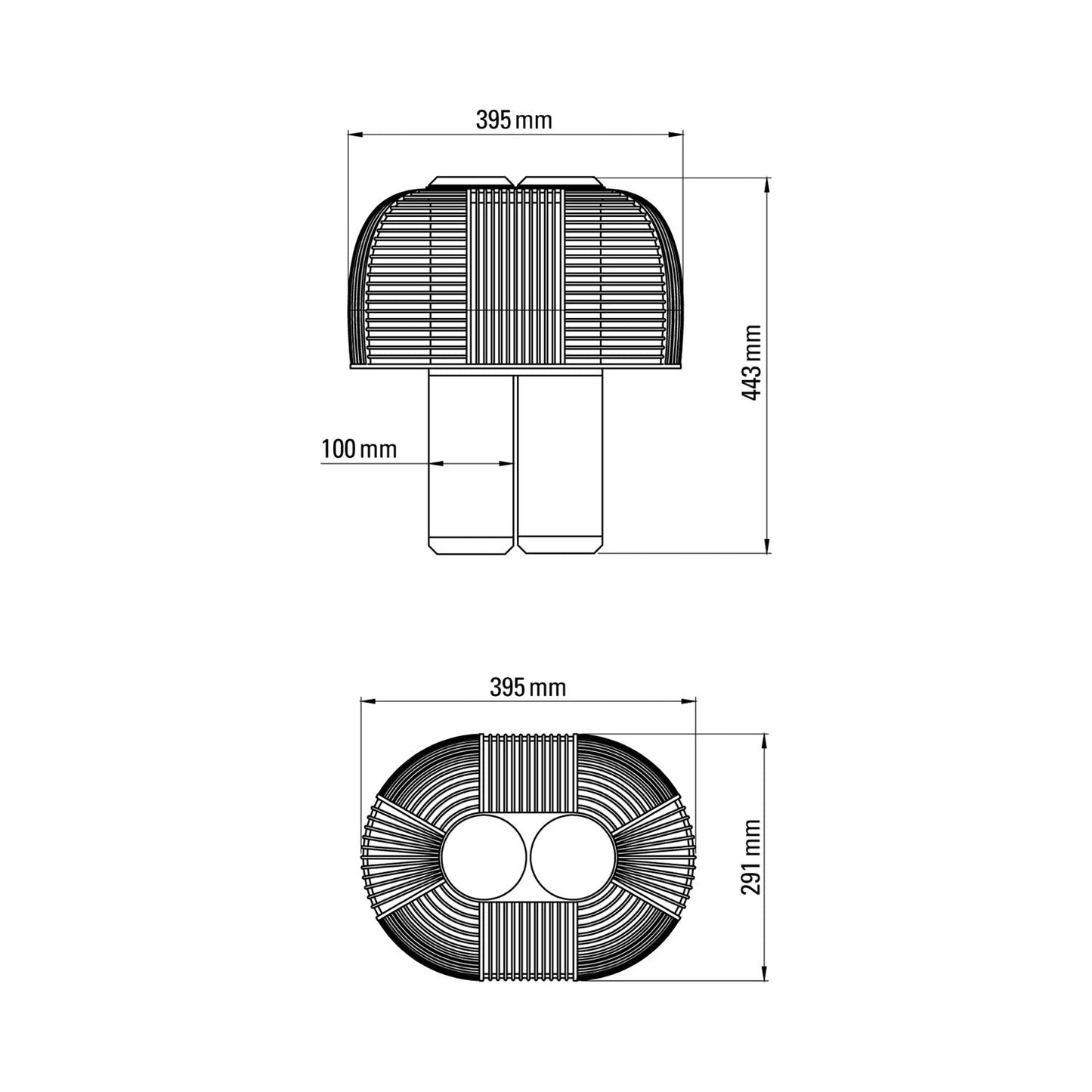 Yasuke LED Table Lamp - line drawing.