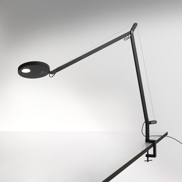 Demetra Classic LED Table Lamp in Matte Black/Clamp (2700K).