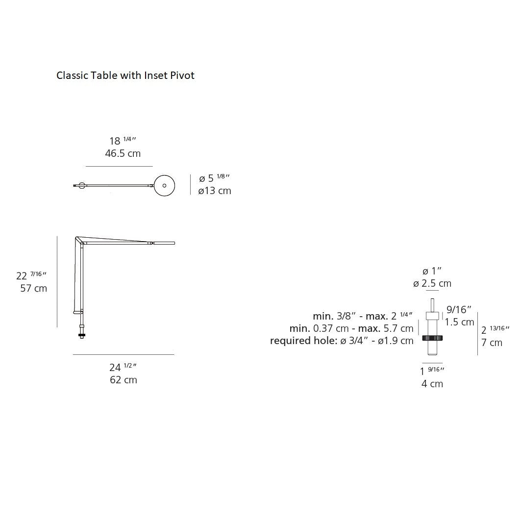 Demetra Classic LED Table Lamp - line drawing.