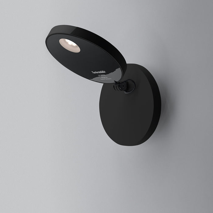 Demetra Spot LED Wall Light in Matte Black/Off (2700K).