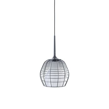 Cage Pendant Light in Black/White (Small).