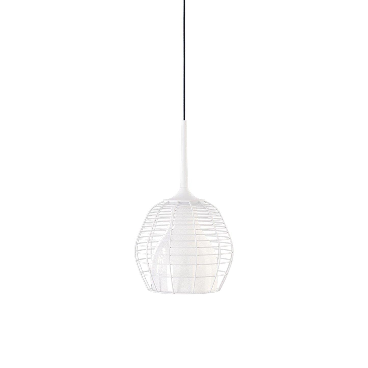 Cage Pendant Light in White/White (Small).