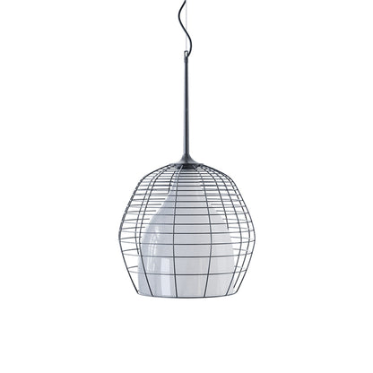 Cage Pendant Light in Black/White (Large).