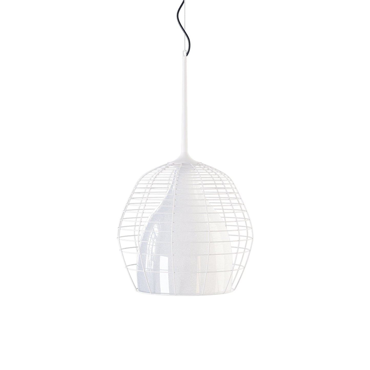 Cage Pendant Light in White/White (Large).