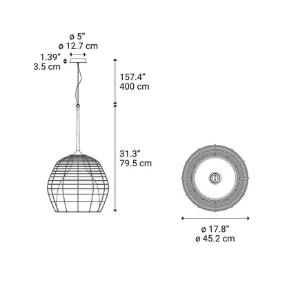 Cage Pendant Light - line drawing.
