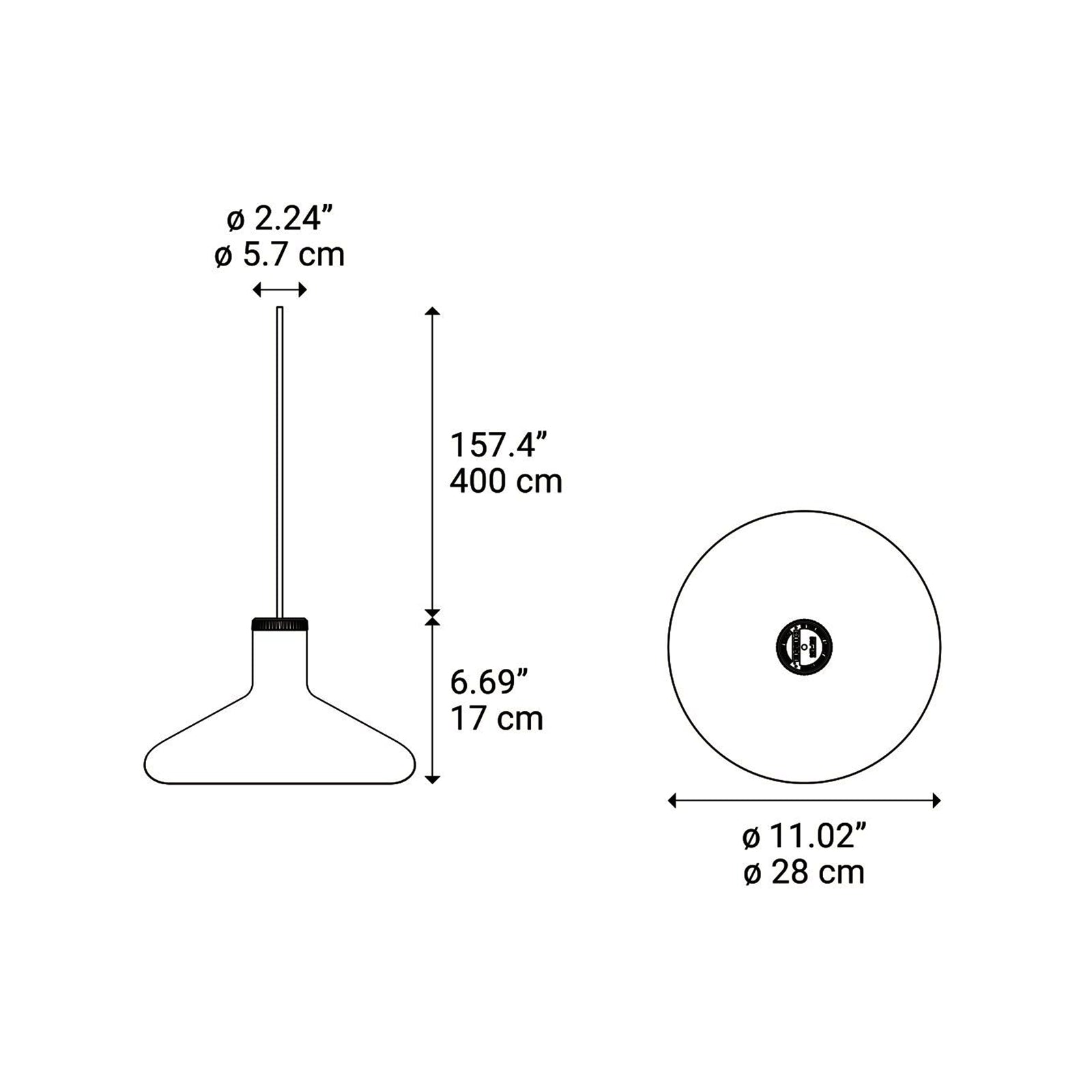 Flask B Pendant Light - line drawing.