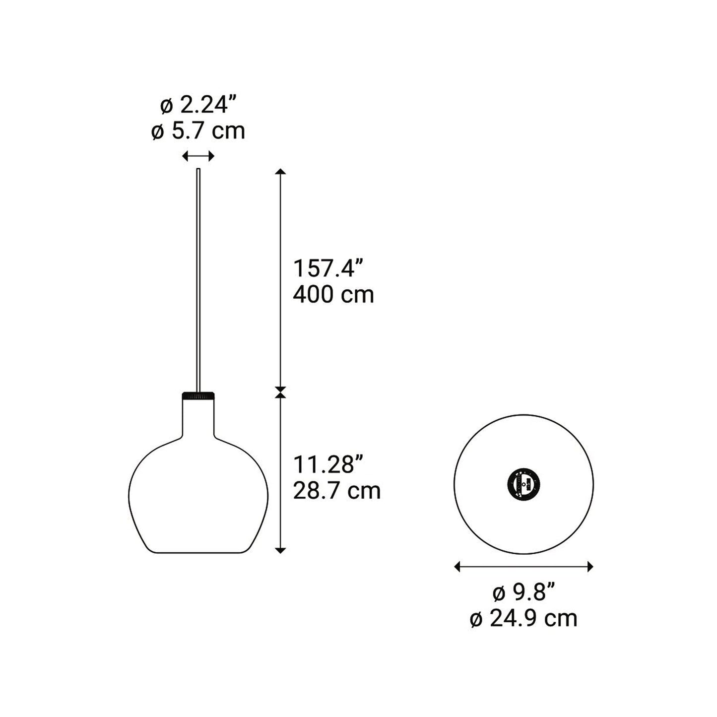 Flask C Pendant Light - line drawing.