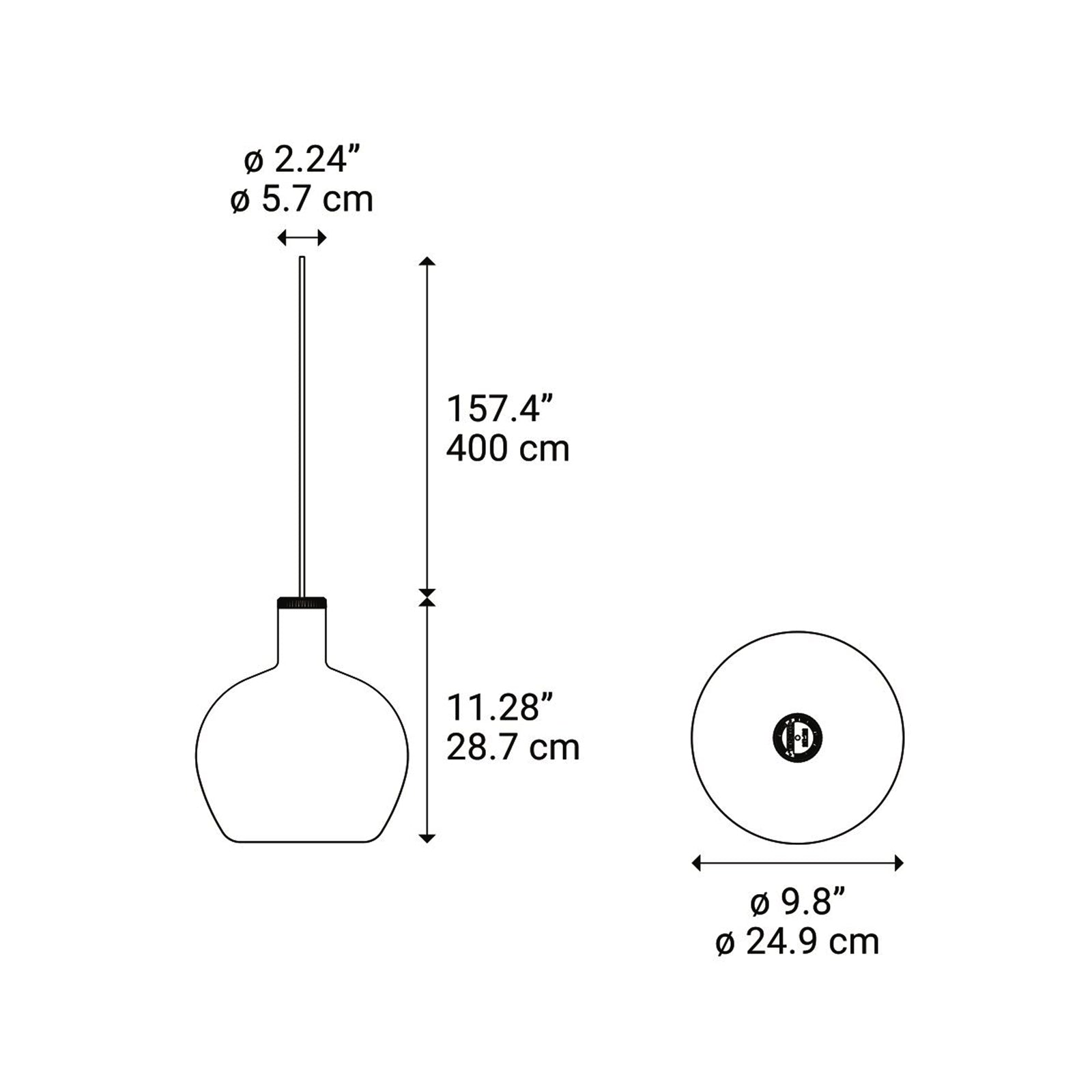 Flask C Pendant Light - line drawing.