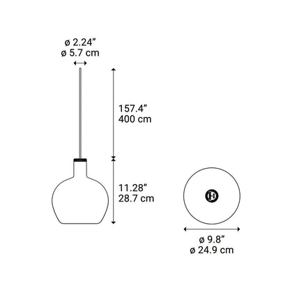 Flask C Pendant Light - line drawing.