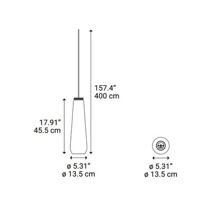 Glass Drop Pendant Light - line drawing.
