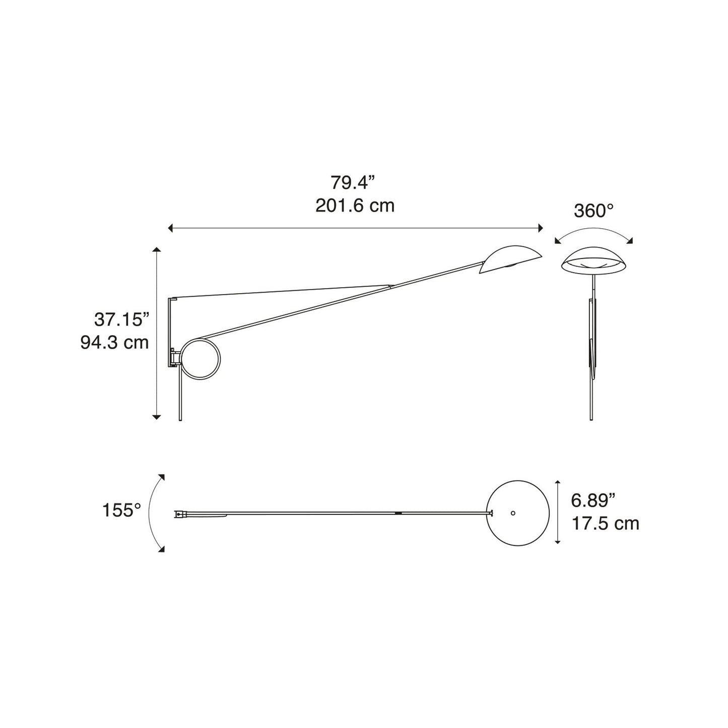 Spring Wall Light - line drawing.