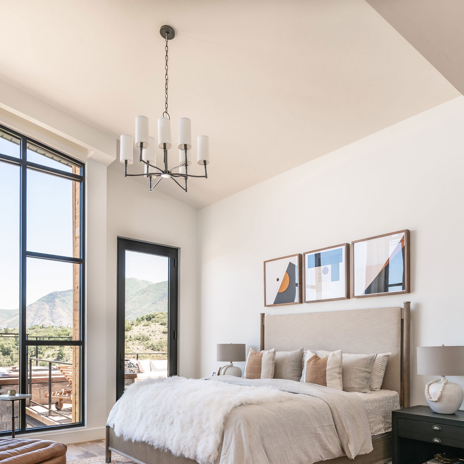 Dillon Chandelier in bedroom.