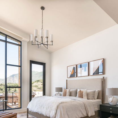 Dillon Chandelier in bedroom.