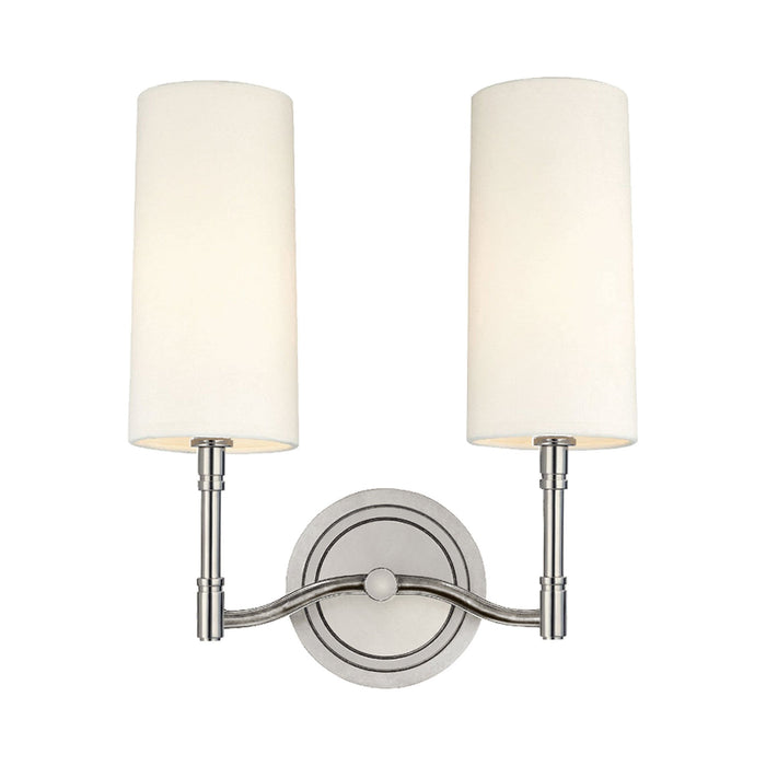 Dillon Two Light Wall Light in Polished Nickel.