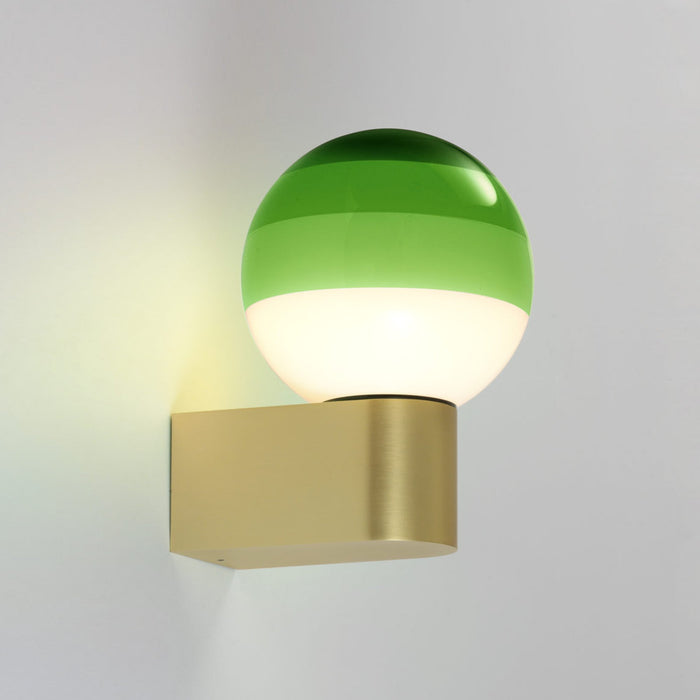 Dipping Light A1 LED Wall Light in Green/Brushed Brass.