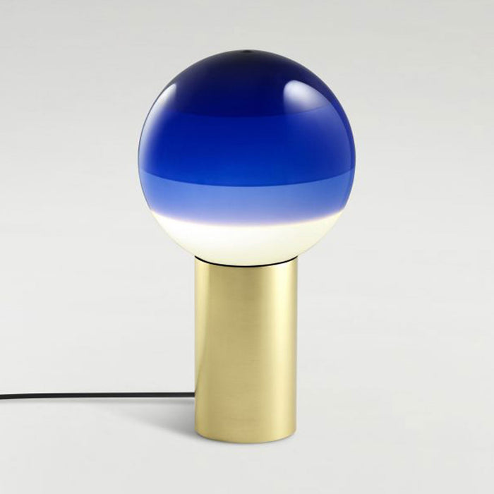 Dipping Light LED Table Lamp in Blue/Brushed Brass (Large).