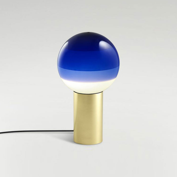 Dipping Light LED Table Lamp in Blue/Brushed Brass (Medium).