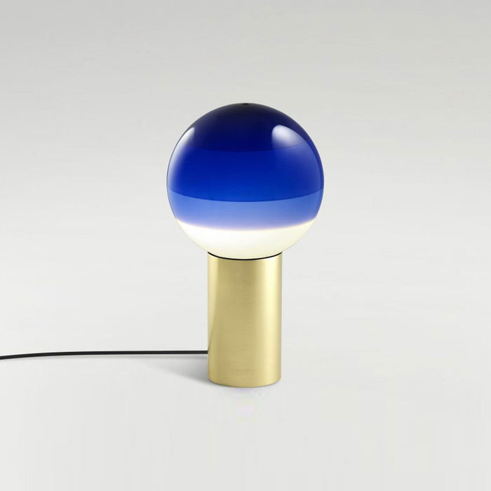 Dipping Light LED Table Lamp in Blue/Brushed Brass (Small).