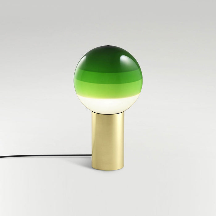 Dipping Light LED Table Lamp in Green/Brushed Brass (Small).