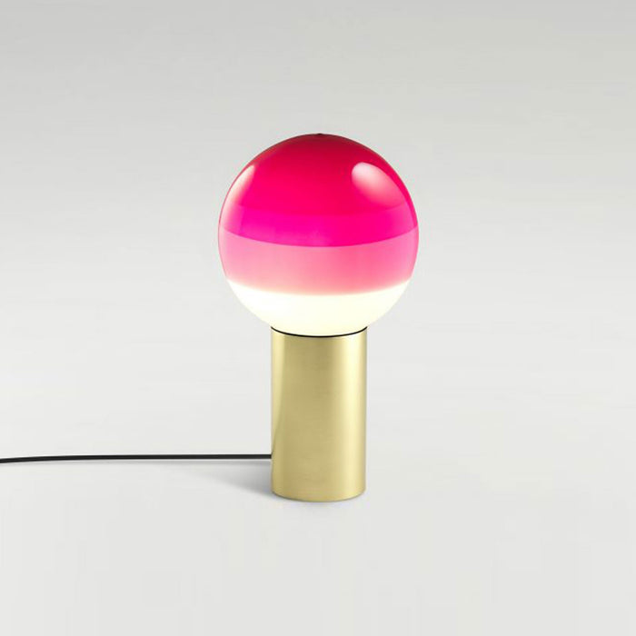 Dipping Light LED Table Lamp in Pink/Brushed Brass (Small).