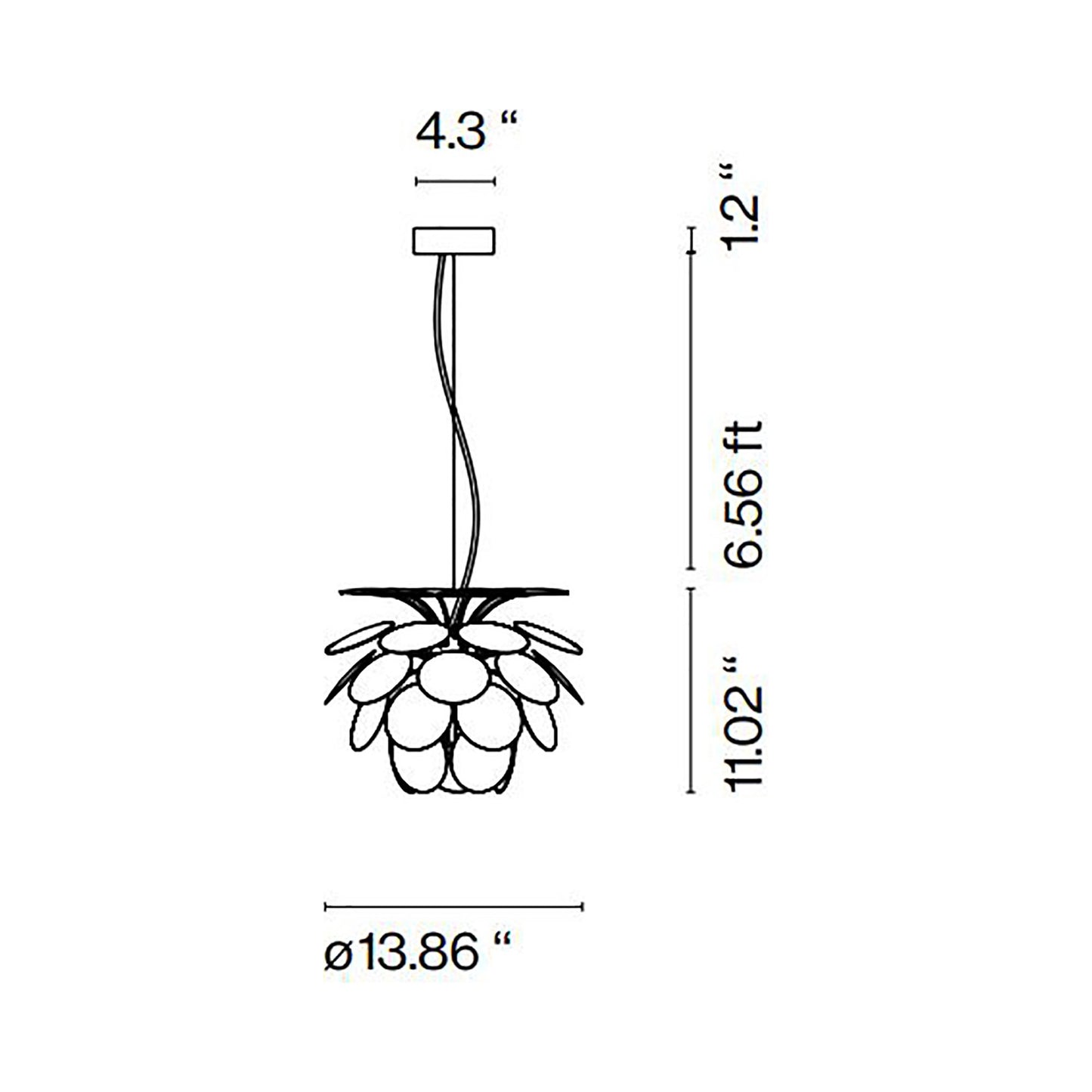 Discoco Pendant Light - line drawing.