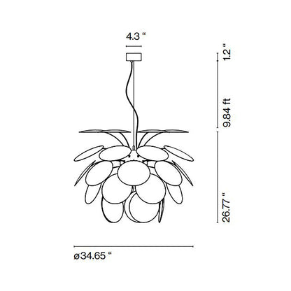 Discoco Pendant Light - line drawing.