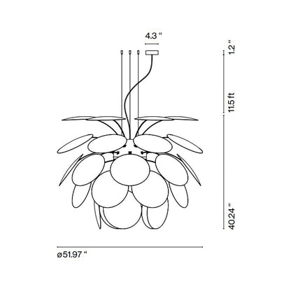 Discoco Pendant Light - line drawing.