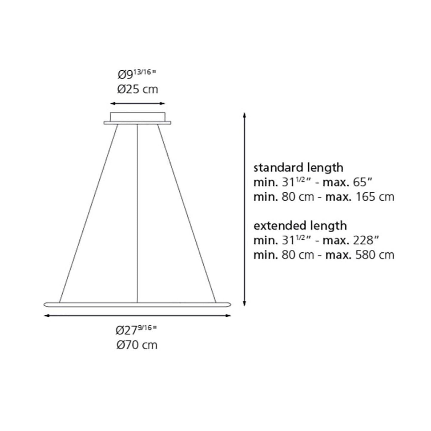 Discovery LED Suspension Light - line drawing.