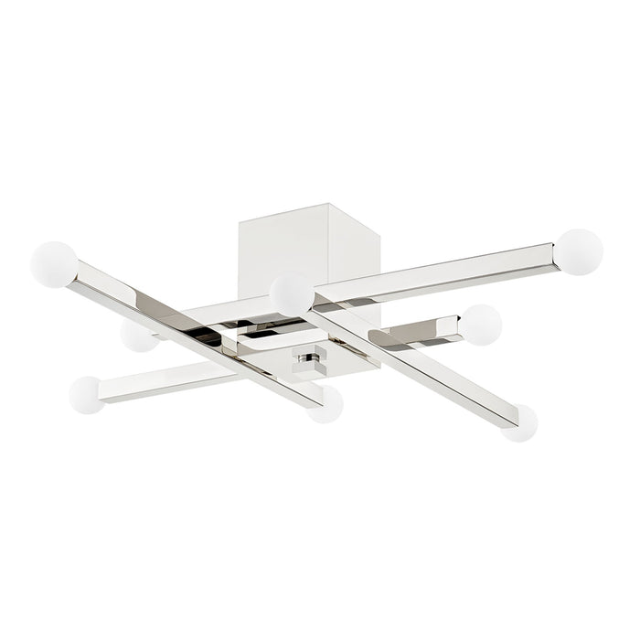 Dona Flush Mount Ceiling Light in Polished Nickel.