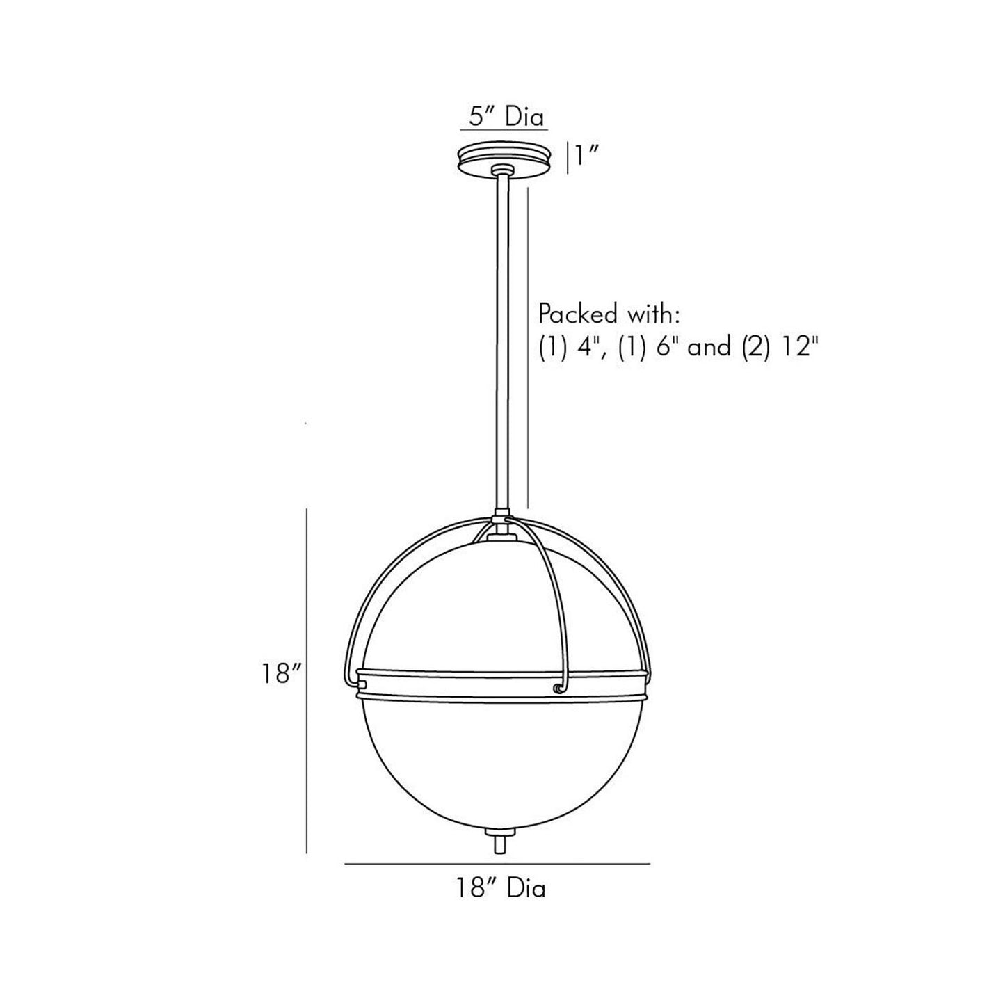 Dorothy Pendant Light - line drawing.