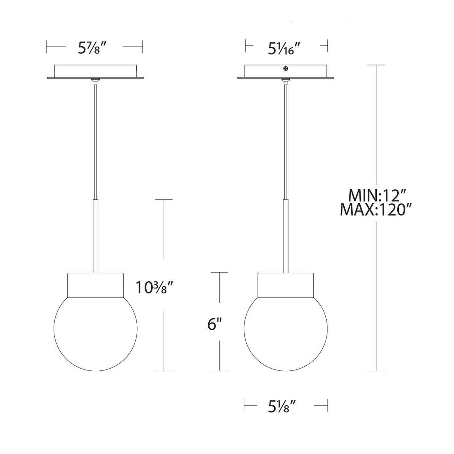 Double Bubble LED Pendant Light - line drawing.