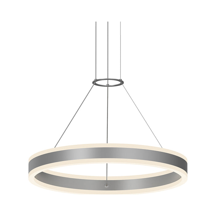 Double Corona™ Ring LED Pendant Light in Small/Bright Satin Aluminum.