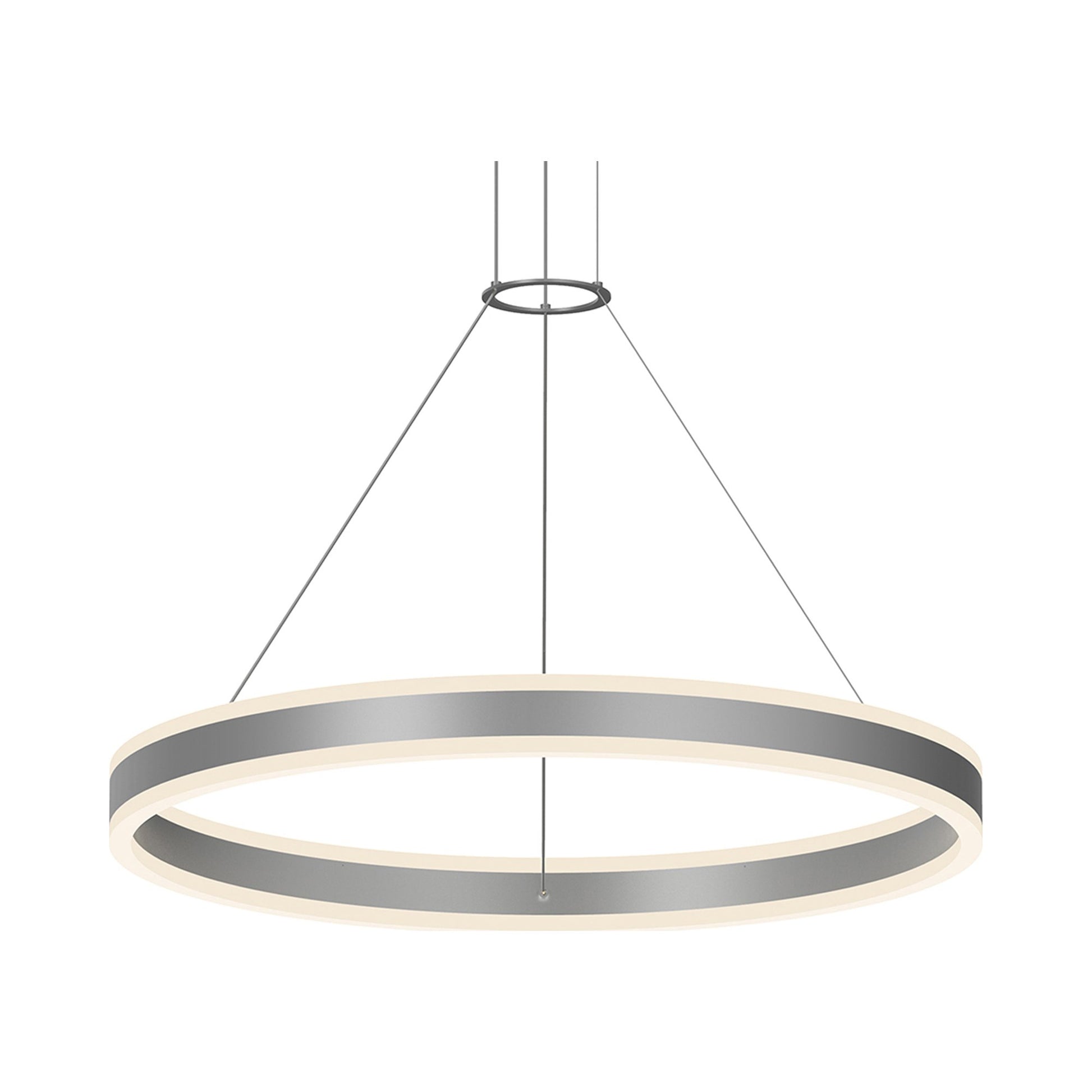 Double Corona™ Ring LED Pendant Light in Medium/Bright Satin Aluminum.