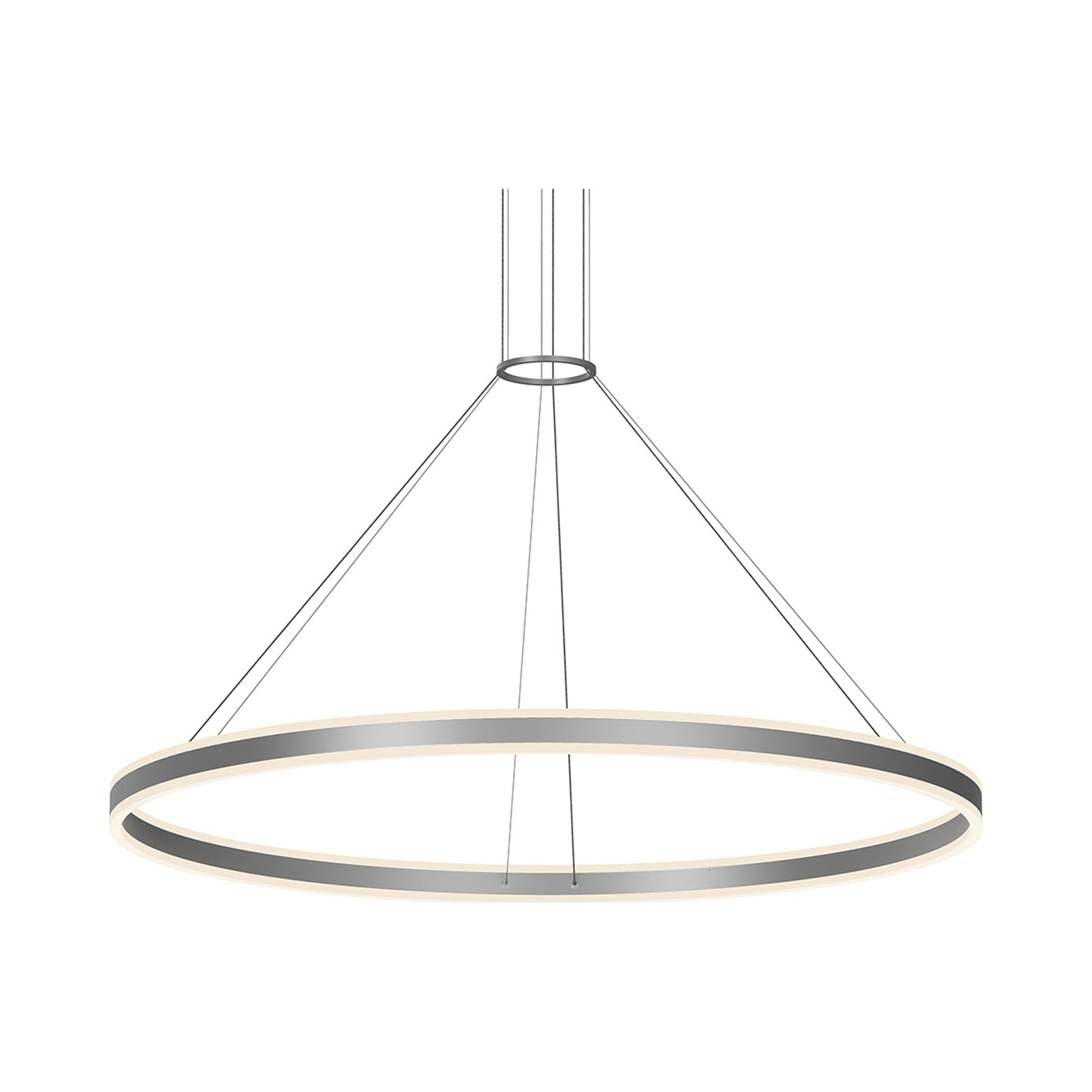 Double Corona™ Ring LED Pendant Light in X-Large/Bright Satin Aluminum.
