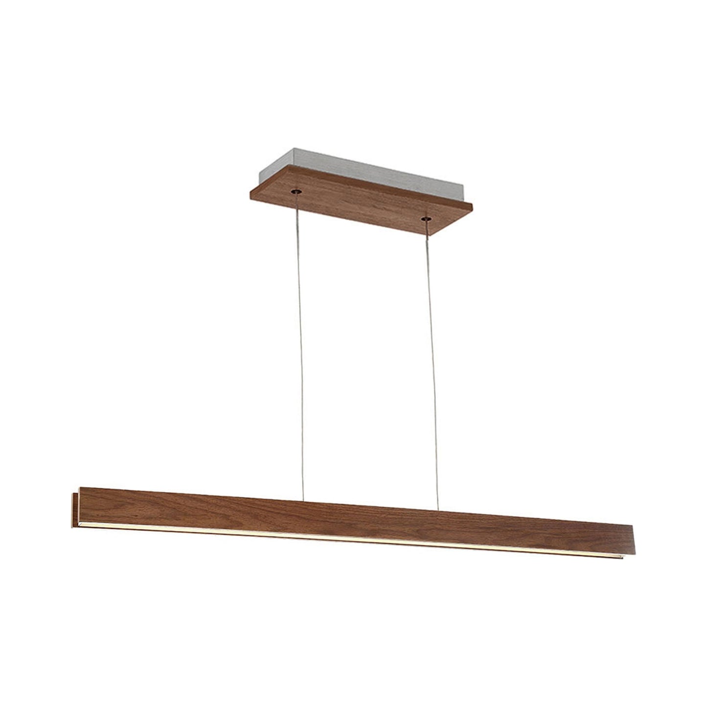 Drift Linear LED Pendant Light in Medium/Dark Walnut.