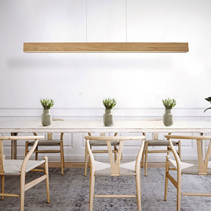 Drift Linear LED Pendant Light in dining room.