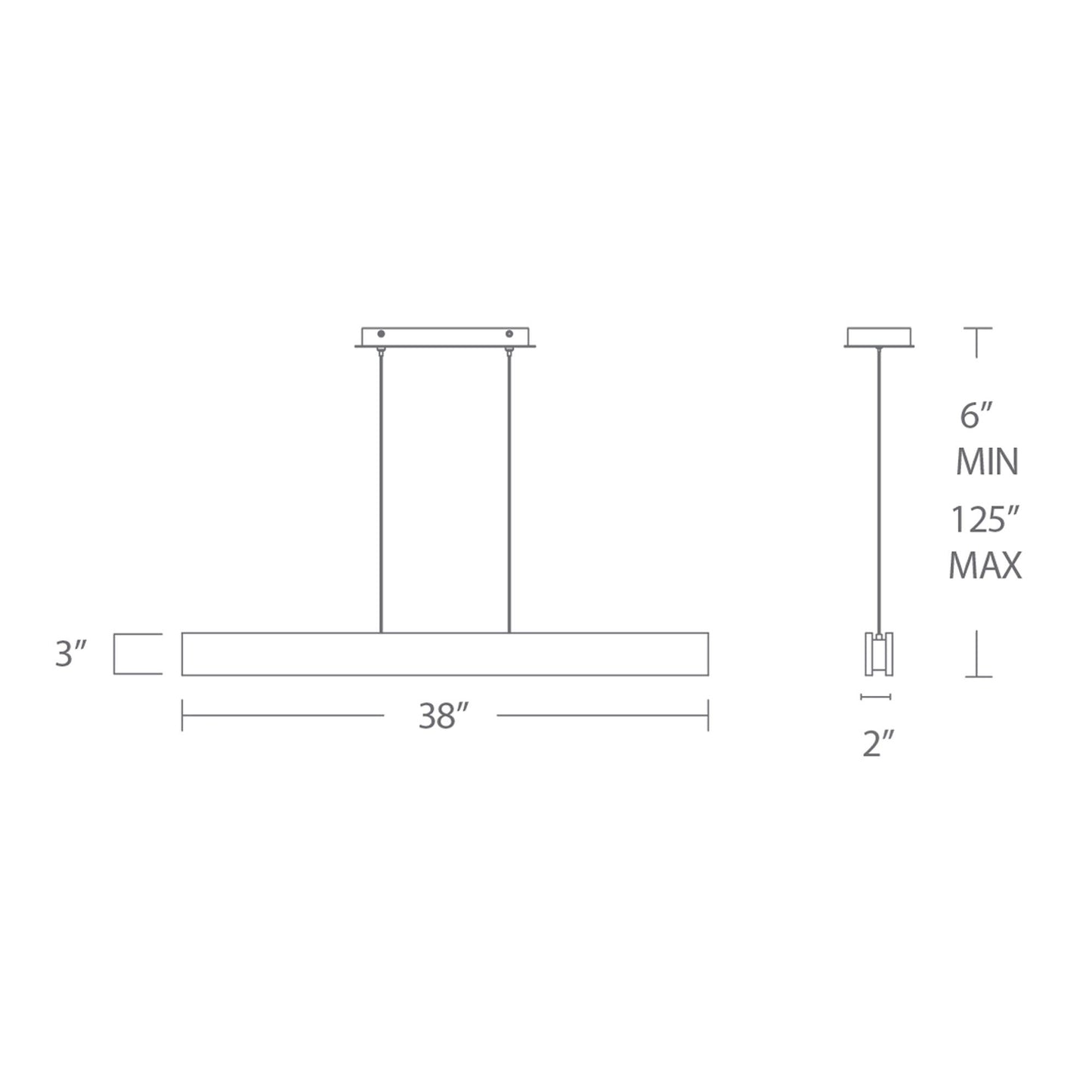 Drift Linear LED Pendant Light - line drawing.