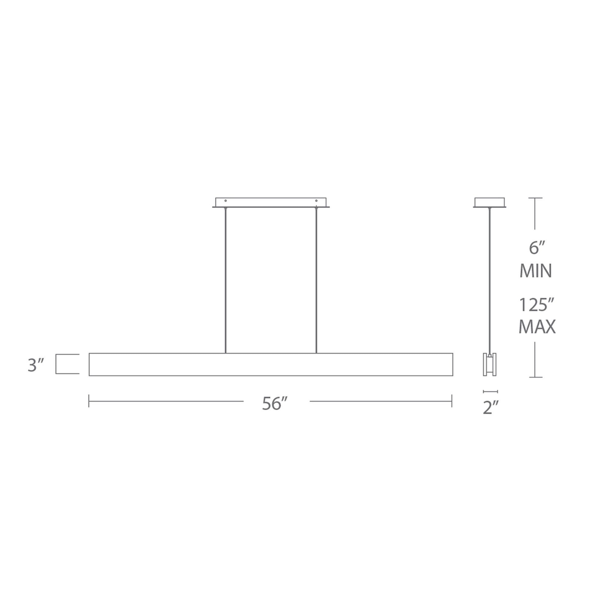 Drift Linear LED Pendant Light - line drawing.