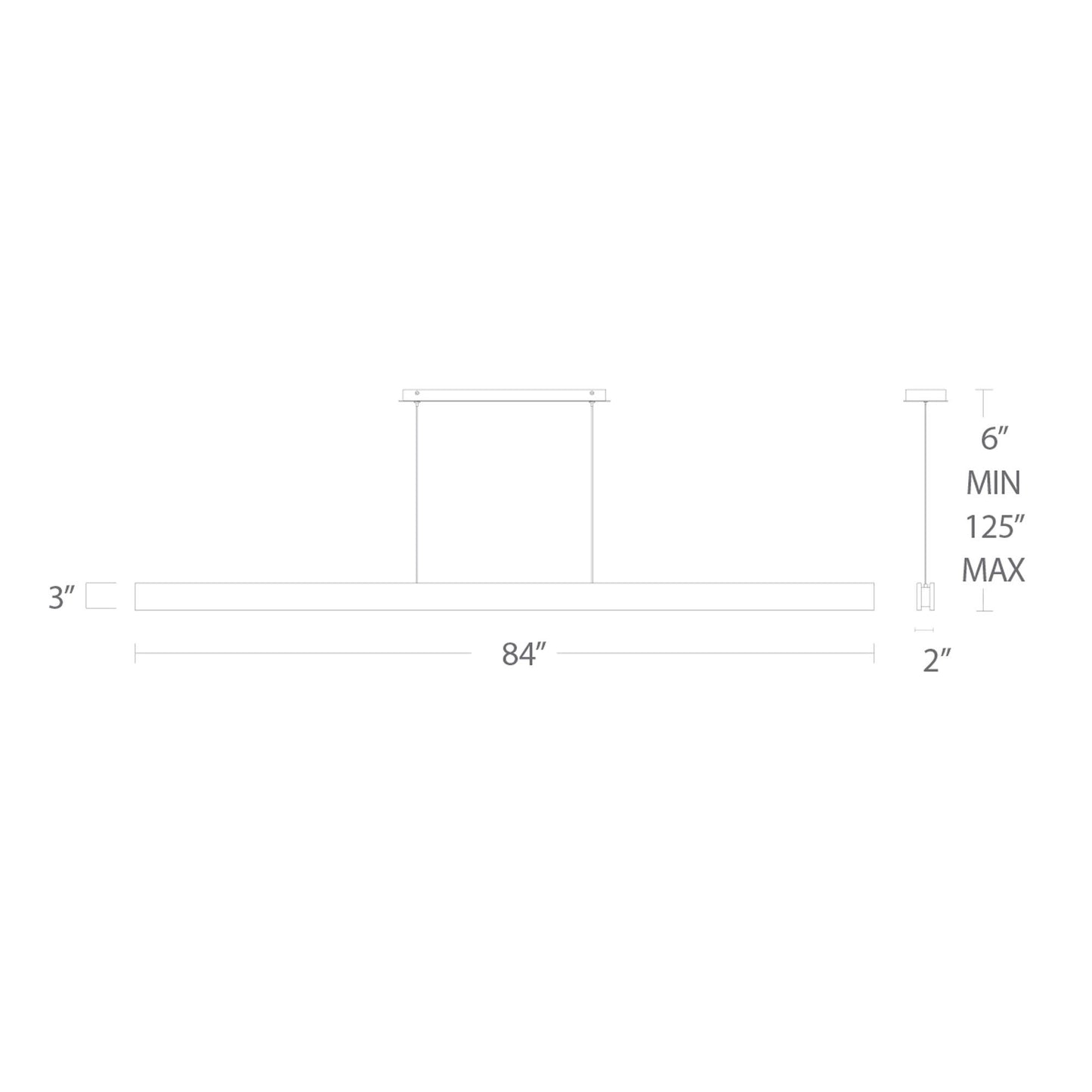 Drift Linear LED Pendant Light - line drawing.