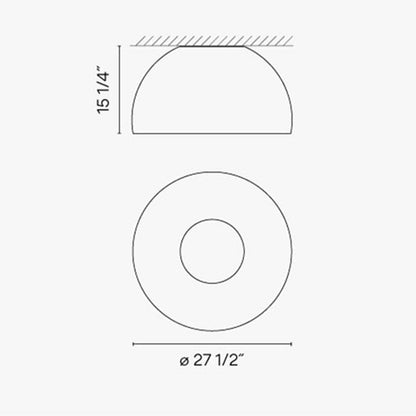 Duo Bowl LED Ceiling Light - line drawing.