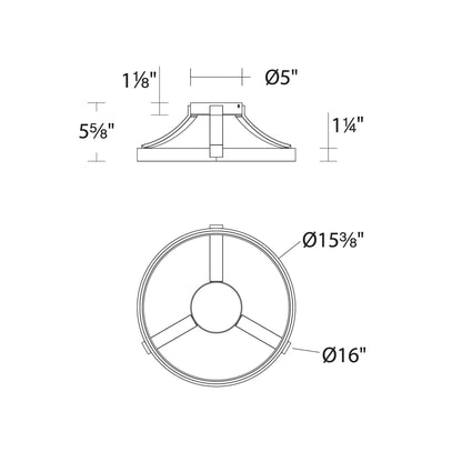 Chaucer LED Flush Mount Ceiling Light - line drawing.